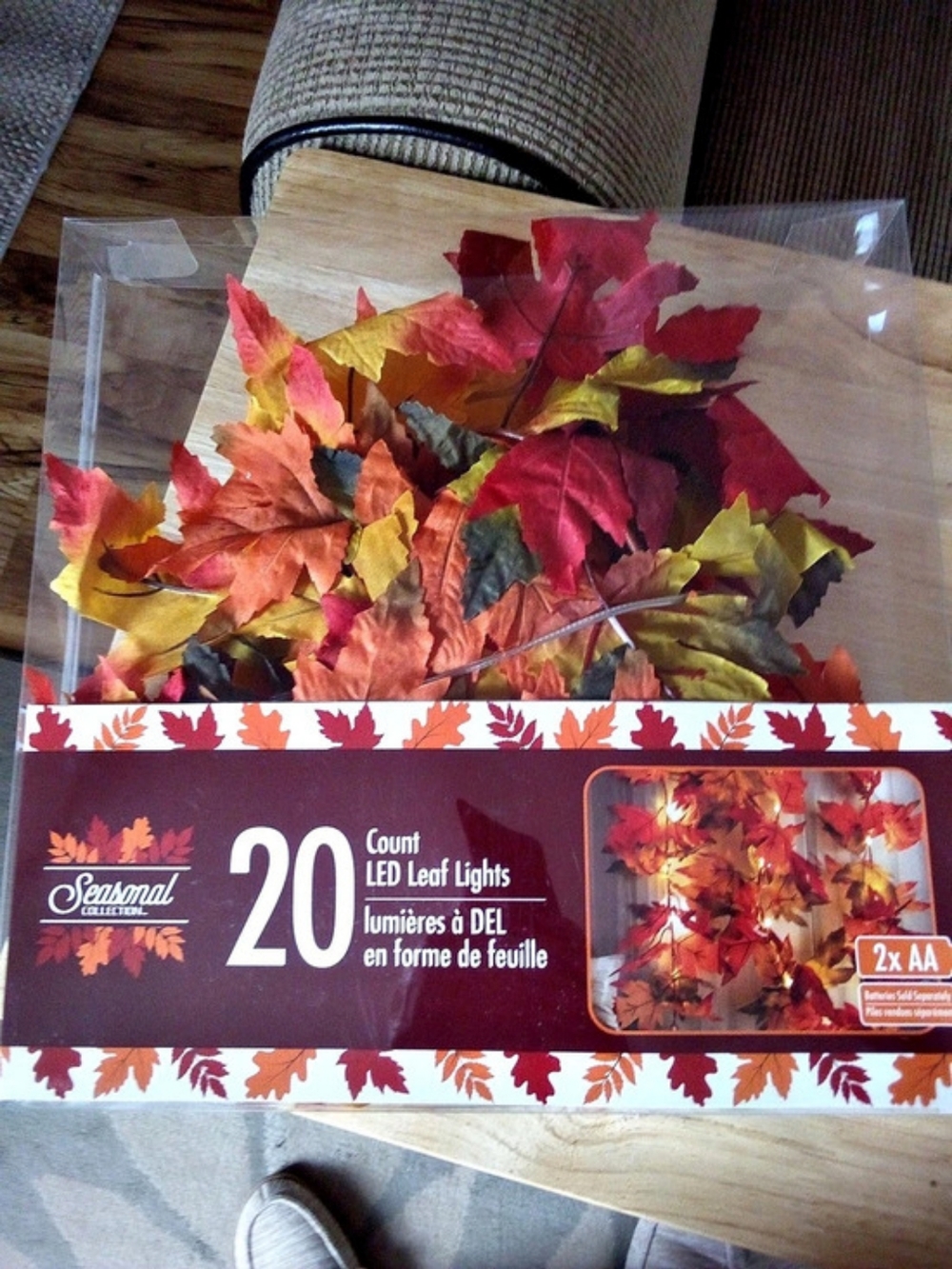 Seasonal Collection 20 Count LED Leaf Lights Red & Orange NWT